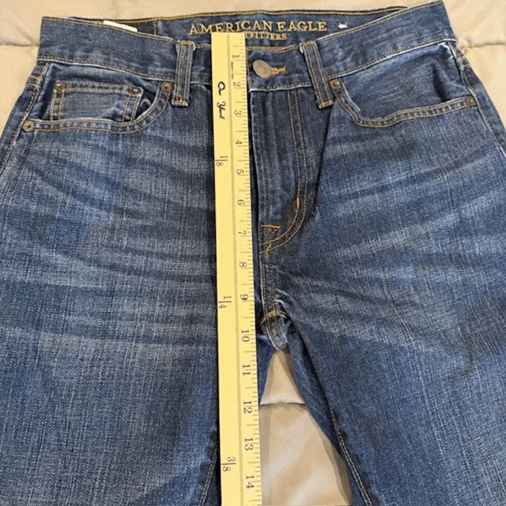 American Eagle Original Straight 100% Cotton Men's Jeans Whisker Wash 29 x 30 - Picture 11 of 13